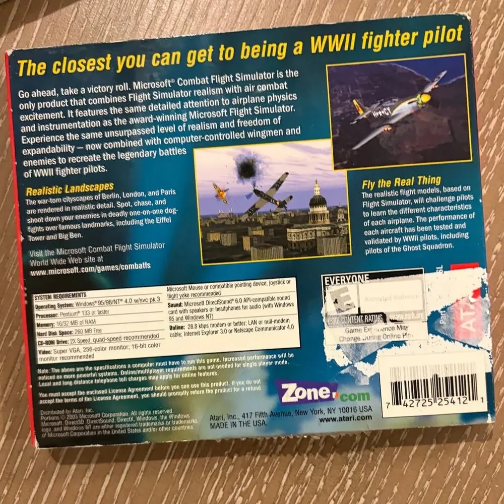 Microsoft PC Combat Flight Simulator WWII Europe Series 1998 Air Combat W/Sleeve